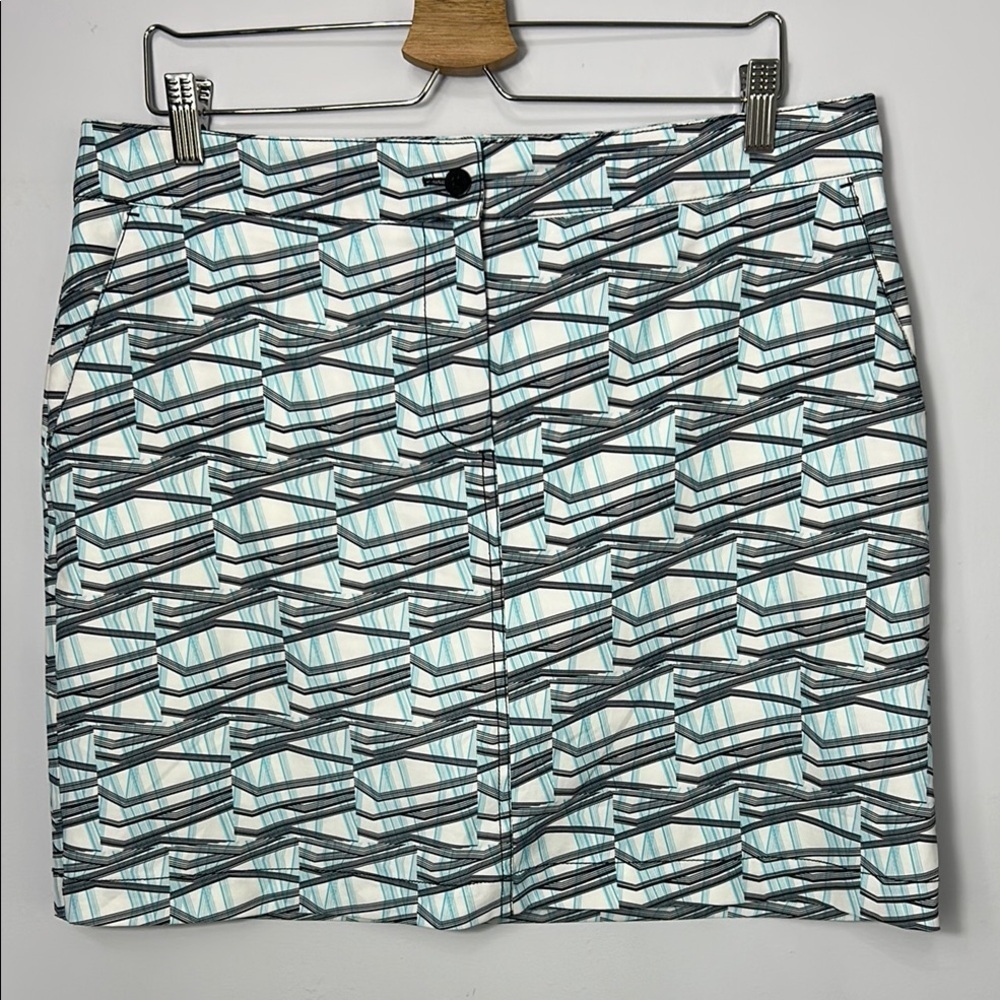 Cutter & Buck Annika Skirt Black White Blue Geometric Mini